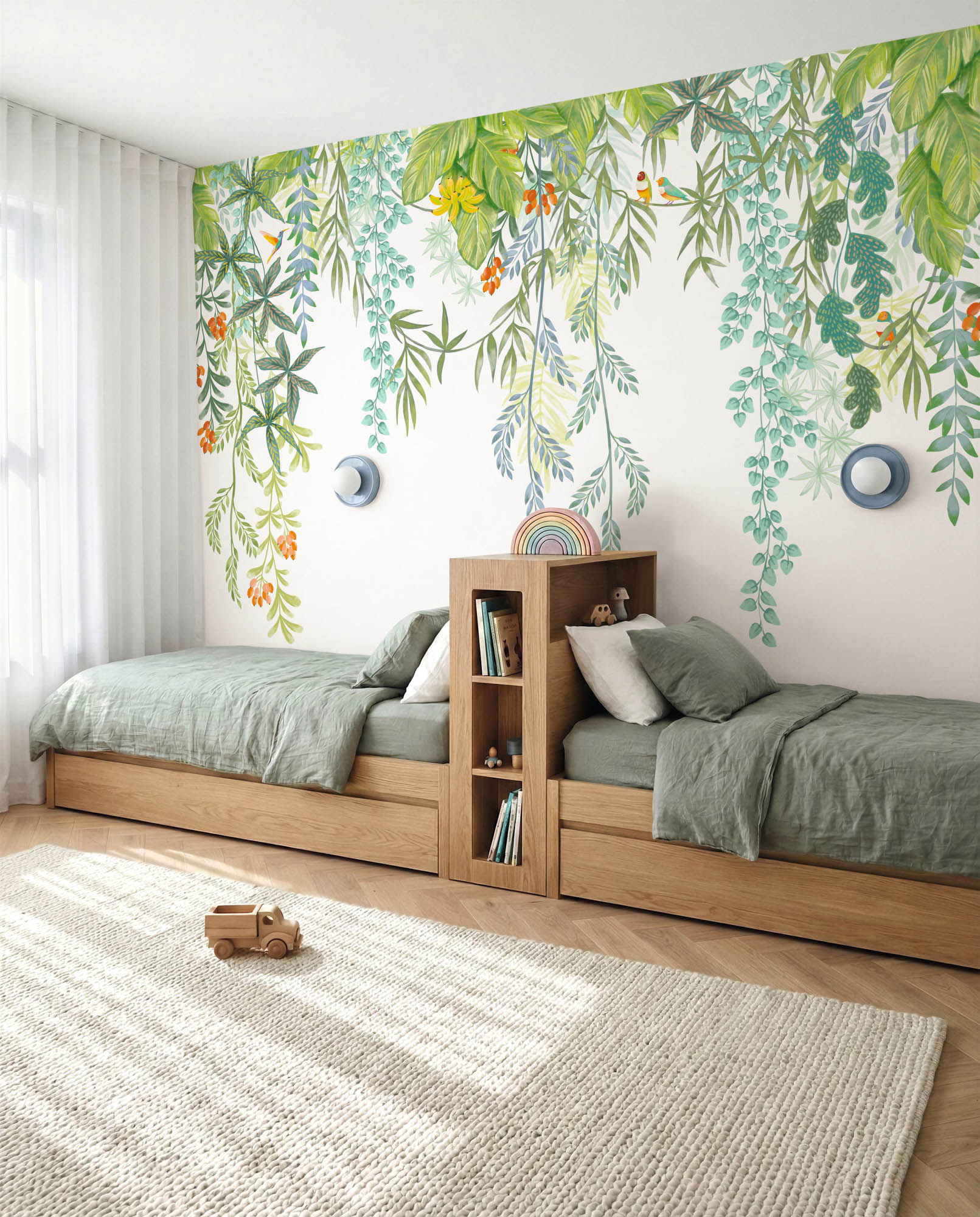 Wandbild S Ranken von oben exotisch Blumen 300 cm x 250 cm