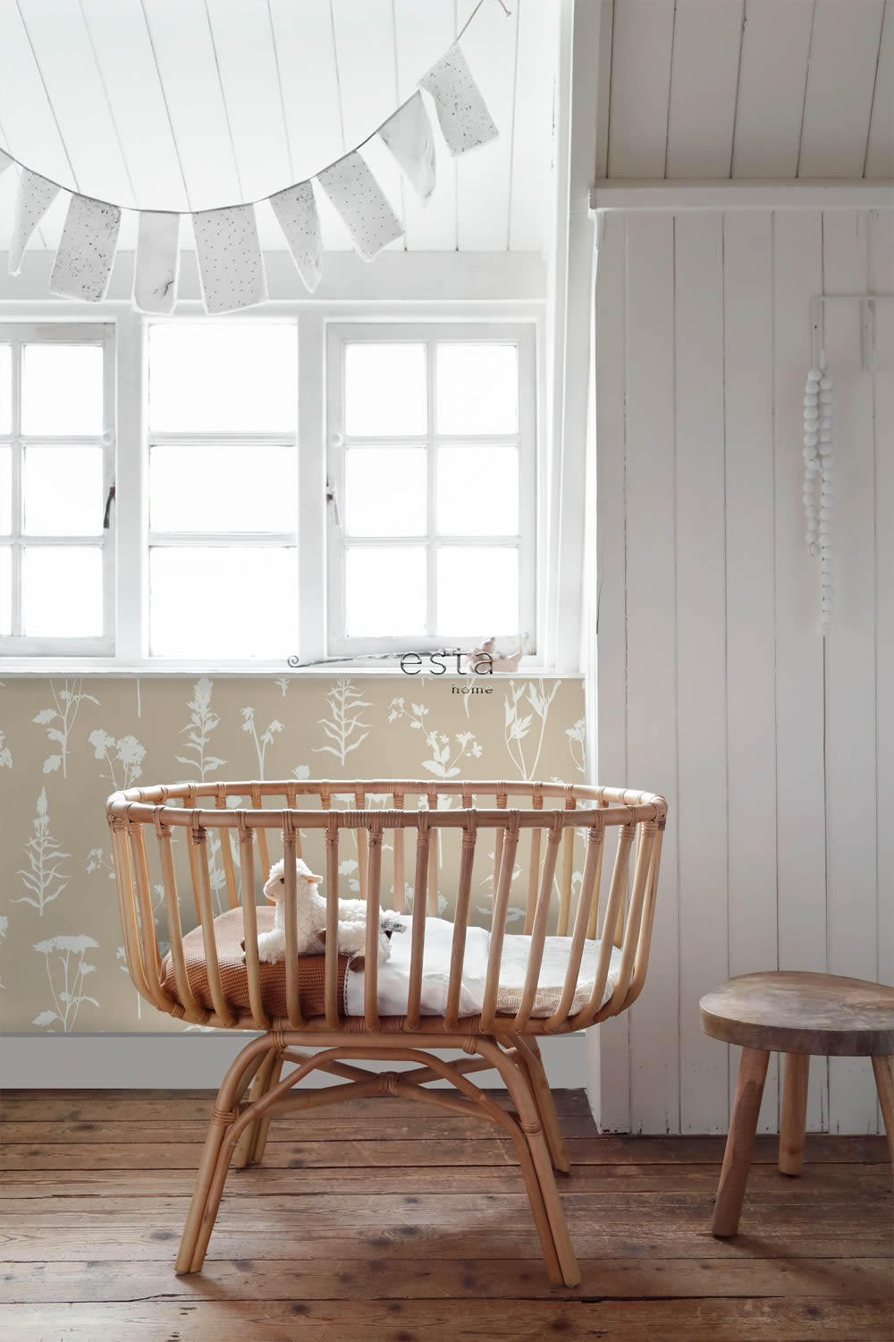 Tapete Scandi zarte Feldblumen sandbeige Vlies 139484