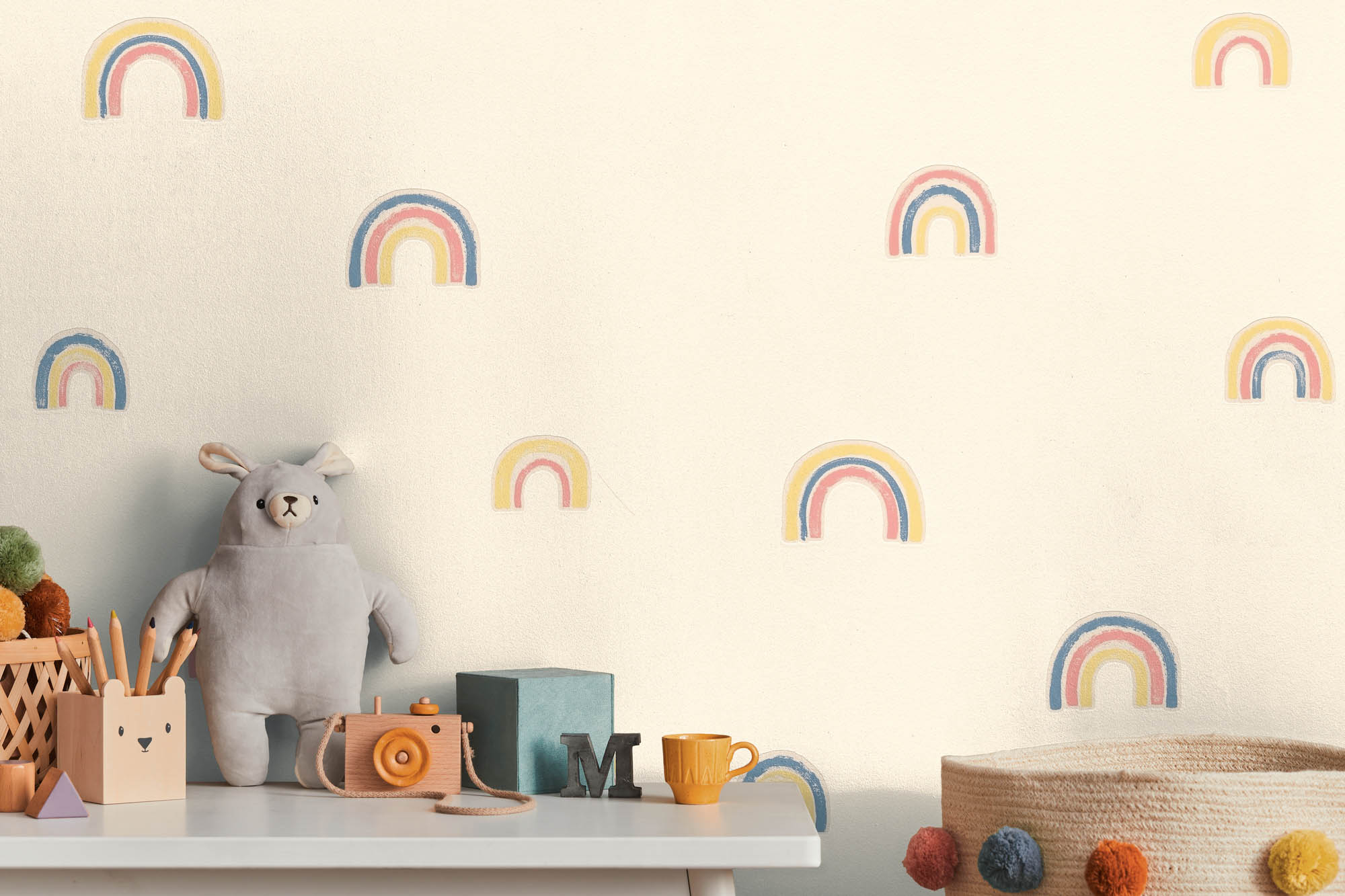 Tapete Regenbogentapete cremeweiß Vlies 792594
