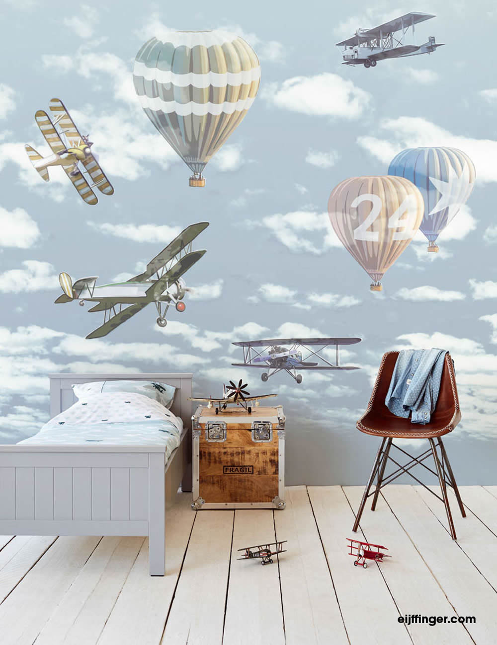 Airplane Sky Blue Mural-55-364168