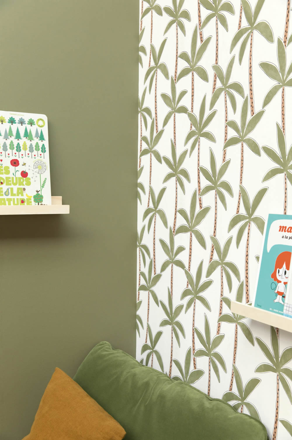 Palmen Niedliche Kindertapeten weiß grün Caselio - Autour du Monde ADM103517300