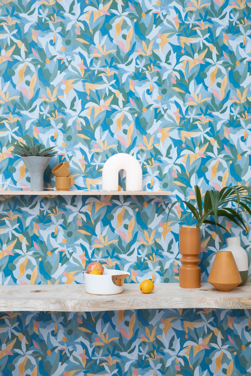 Vliestapete Blau Bunte Blätter Caselio Imagination IMG102166114