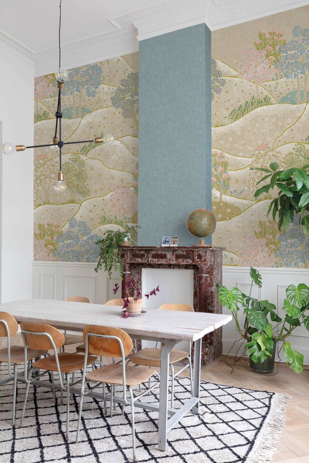 Wandbild 159 x 280 cm Berge Hügel Natur Bäume grün ML1801