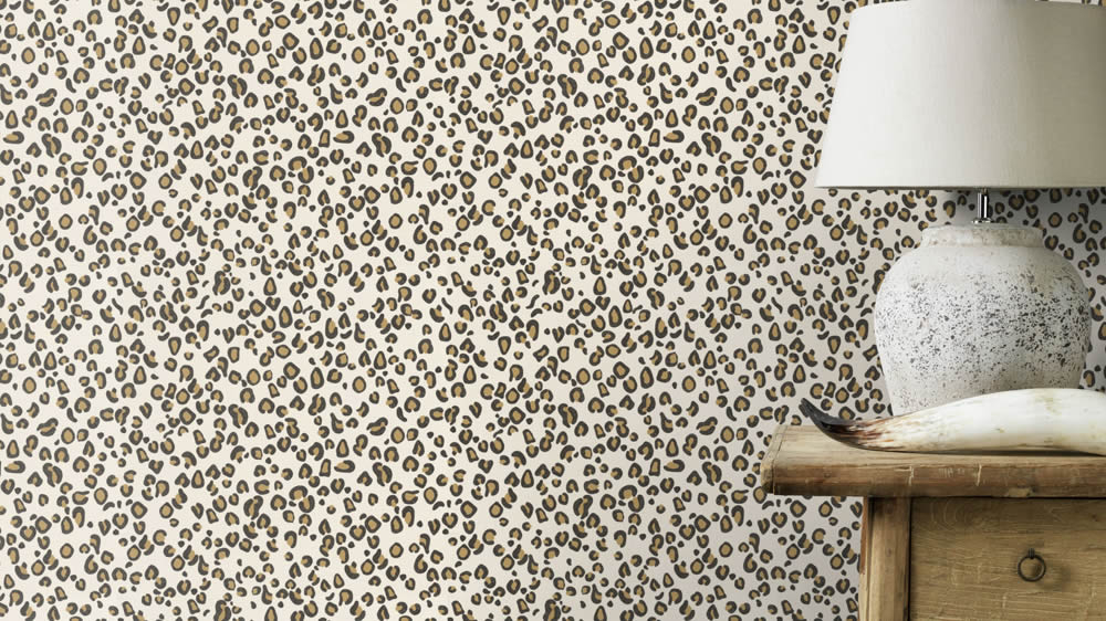 Leopardenmuster Creme und braun Tapete Club Botanique Rasch 540246