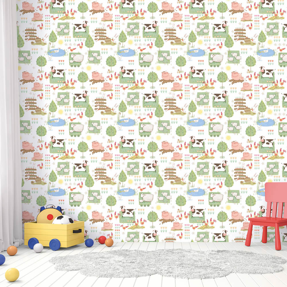 Landhaus pigs and trees wallpaper green Tiny Tots 2 Essener G78377-28-G78377.1M