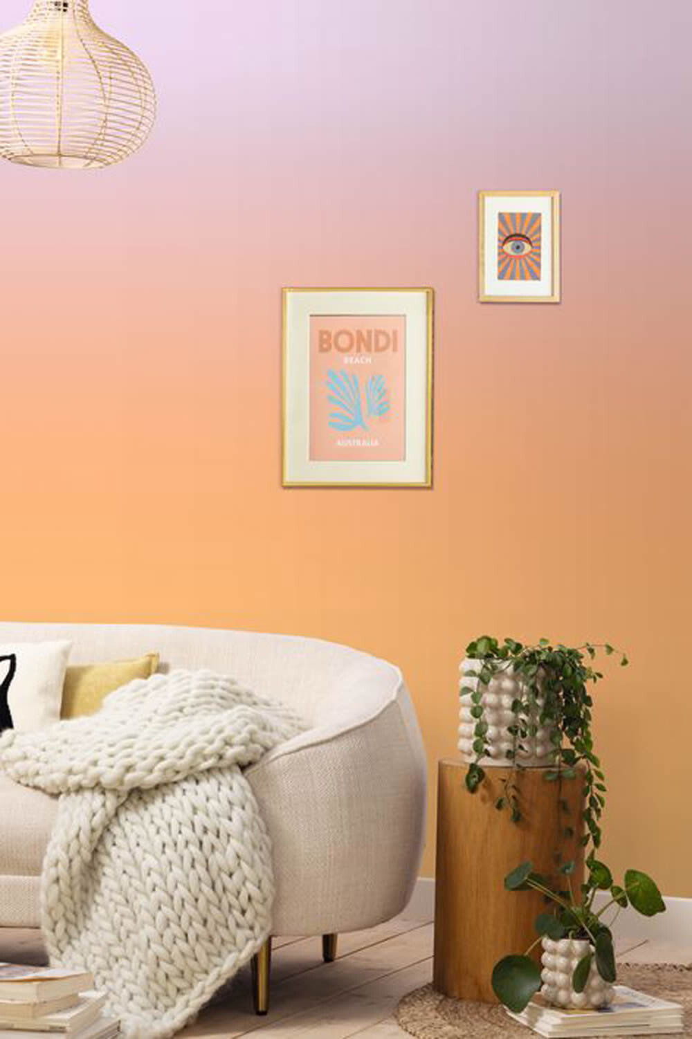 Wandbild L Sonnenaufgang verwischte Farben orange flieder pink PMW104753404