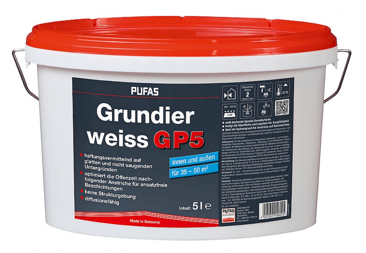 Pufas Grundierweiss GP 5 12,5 l