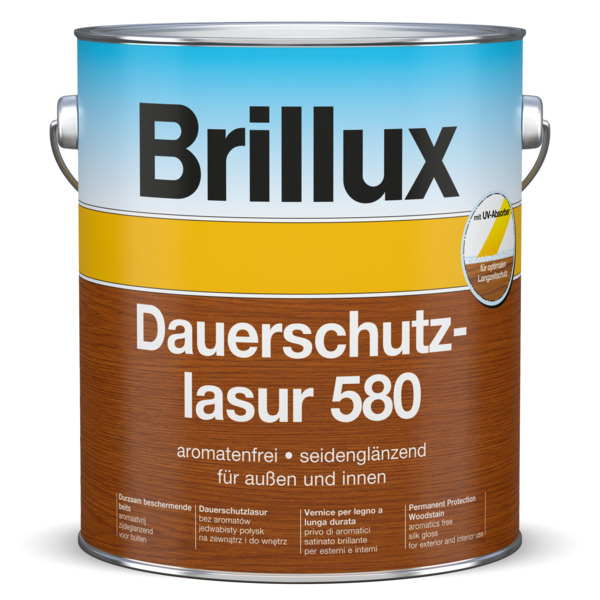 Brillux Lignodur UltraGuard 580 Dauerschutzlasur seidenglänzend farblos | 3 Ltr. Dose _L