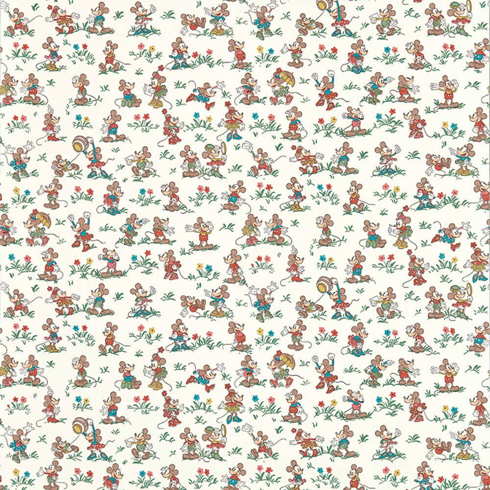 Vliestapete Micky Maus Minnie Maus Wiese Disneycharaktere weiß DDIW217263