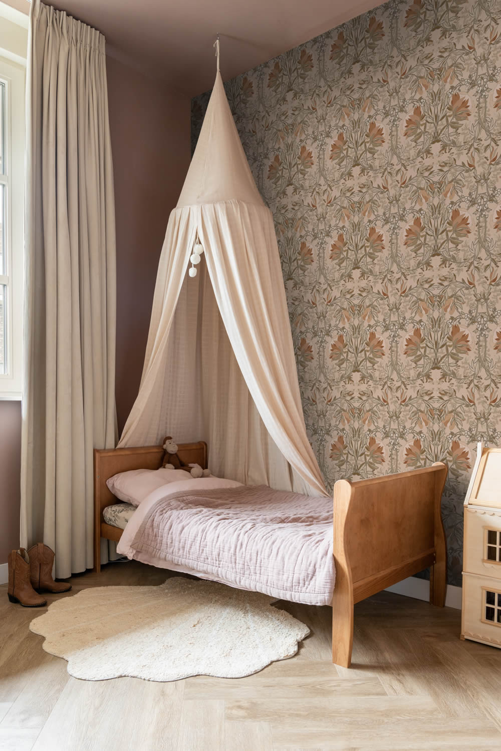 Jugendstil Blumentapete Blattranken Terrakotta Vlies 139460