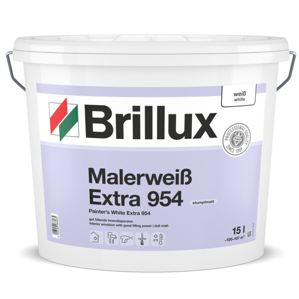 Brillux Malerweiß Extra ELF 954 weiß stumpfmatt 10 Ltr.-0-095400100095M