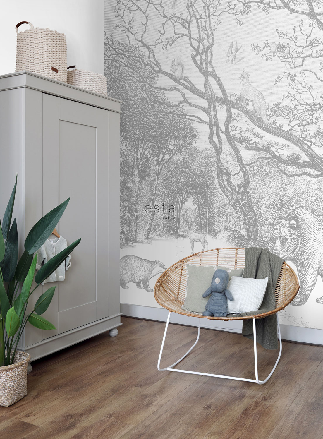 Waldtiere Wandbild Bären grau 350 x 279 cm 159065