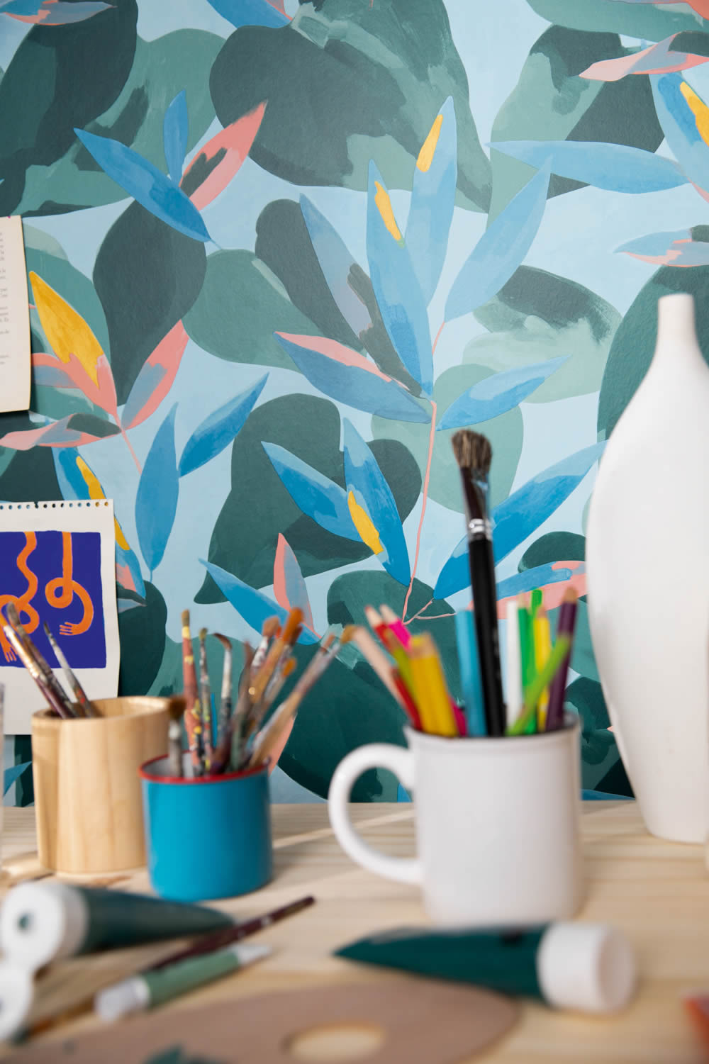 Vliestapete Monstera Blau Grün Caselio Imagination