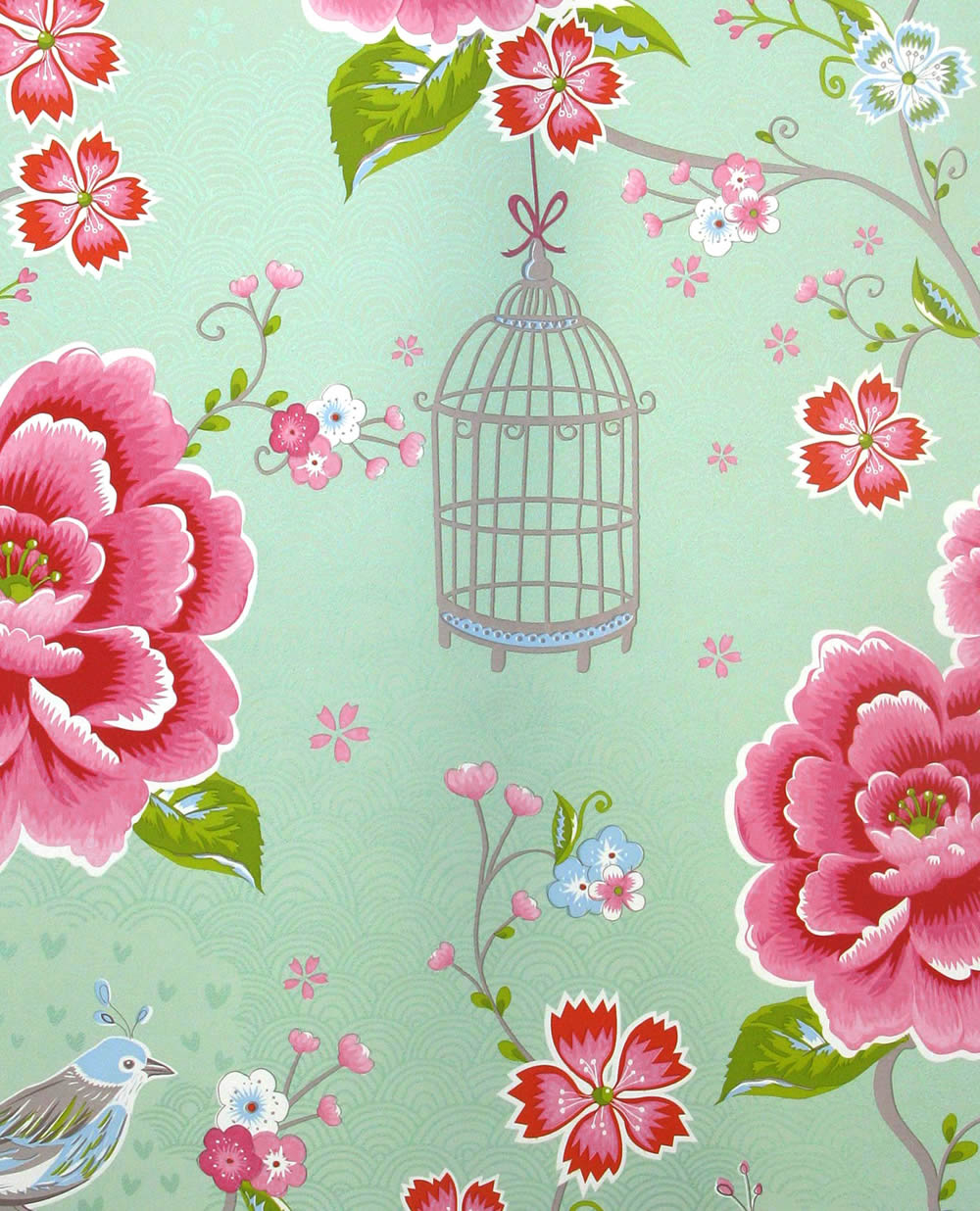 Wallpaper non-woven pale green large flowers Pip Studio 5 300162-55-300162