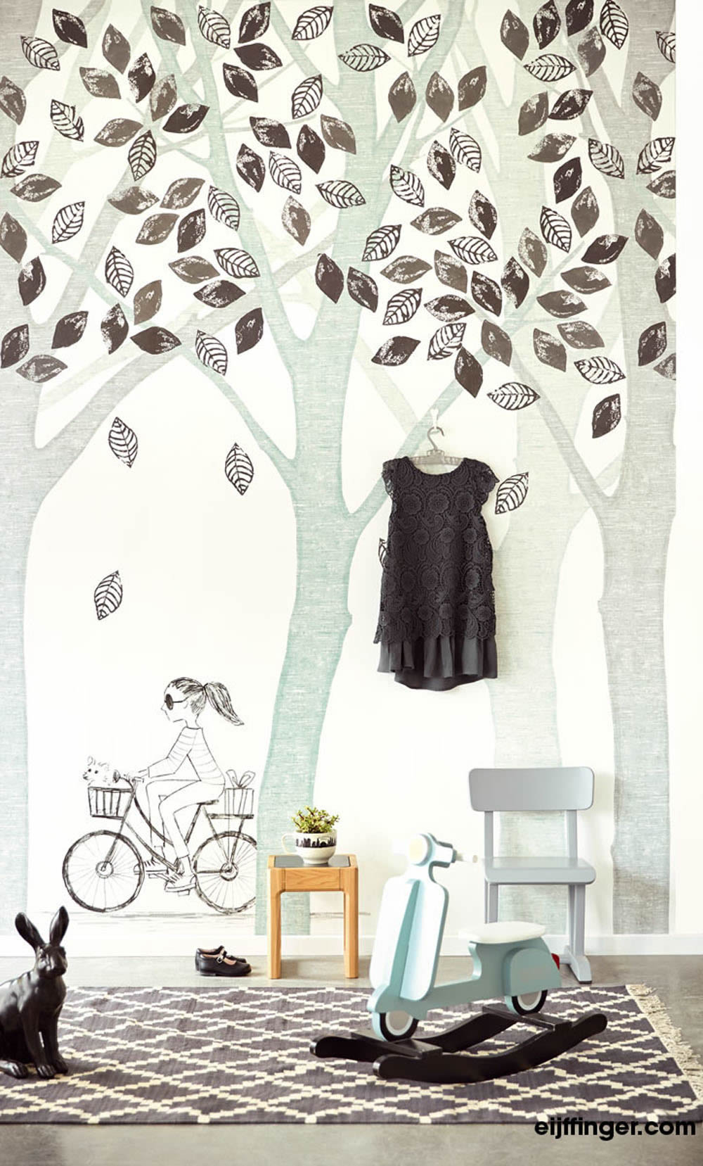 non-woven mural bicycle trees-55-364133