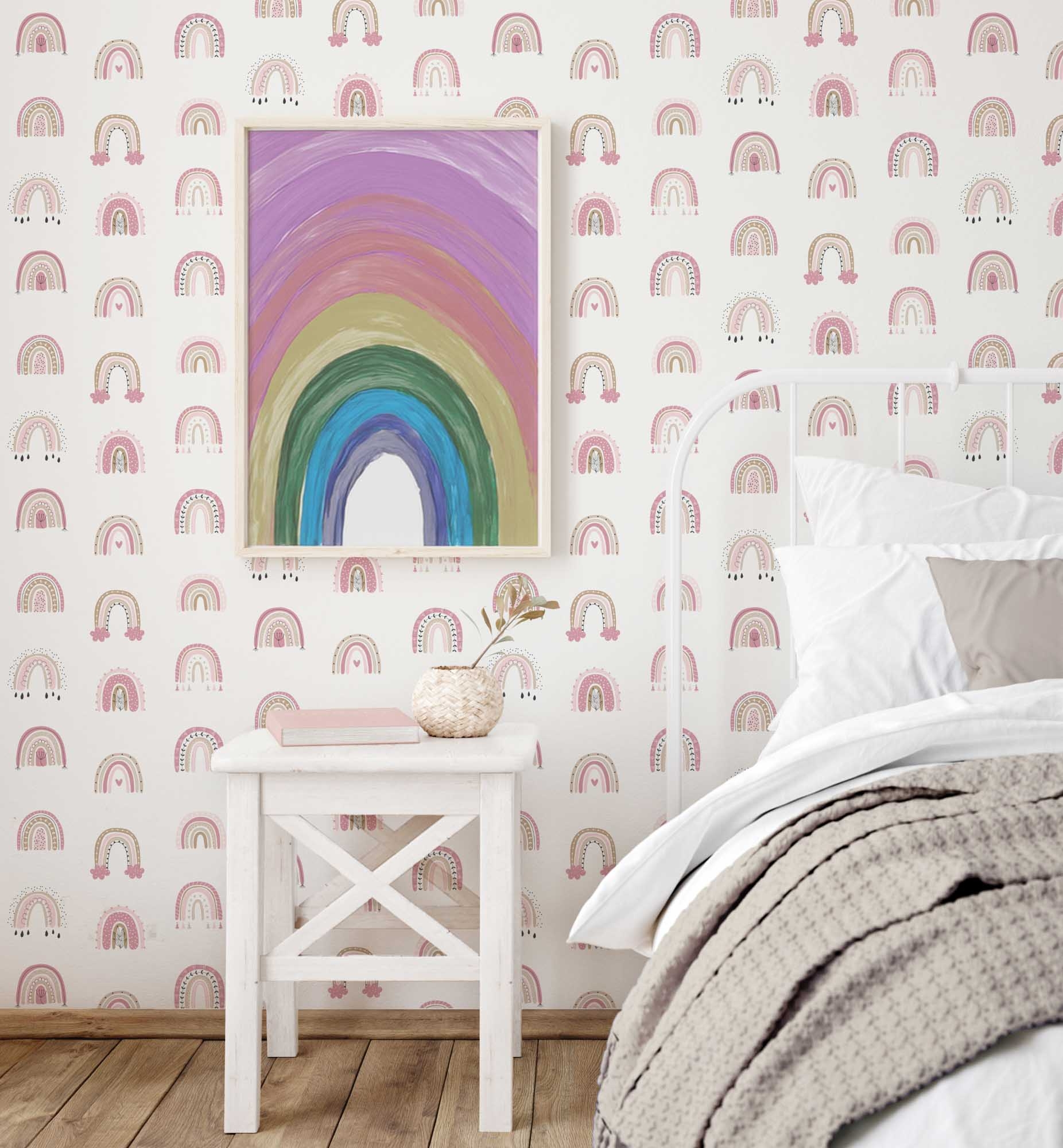 Tapete Regenbogentapete pastellfarben weiß Vlies G78584