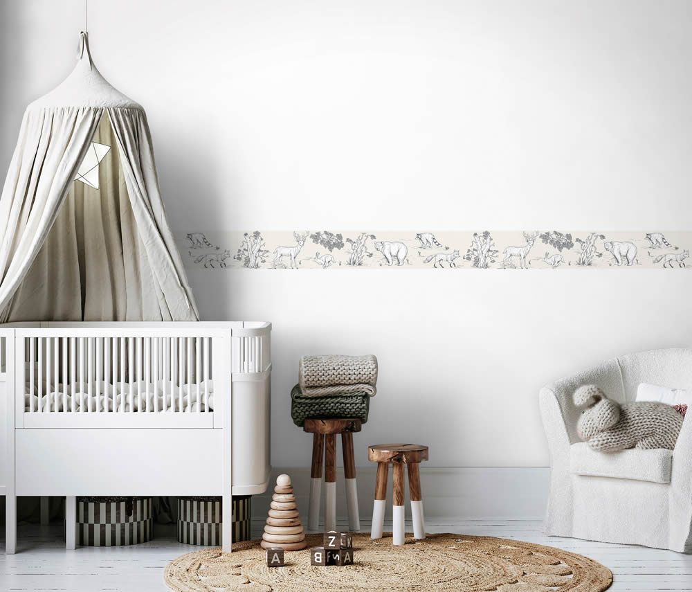 Wildnis und Tiere Borte beige und grau Kids Walls Marburg 45810