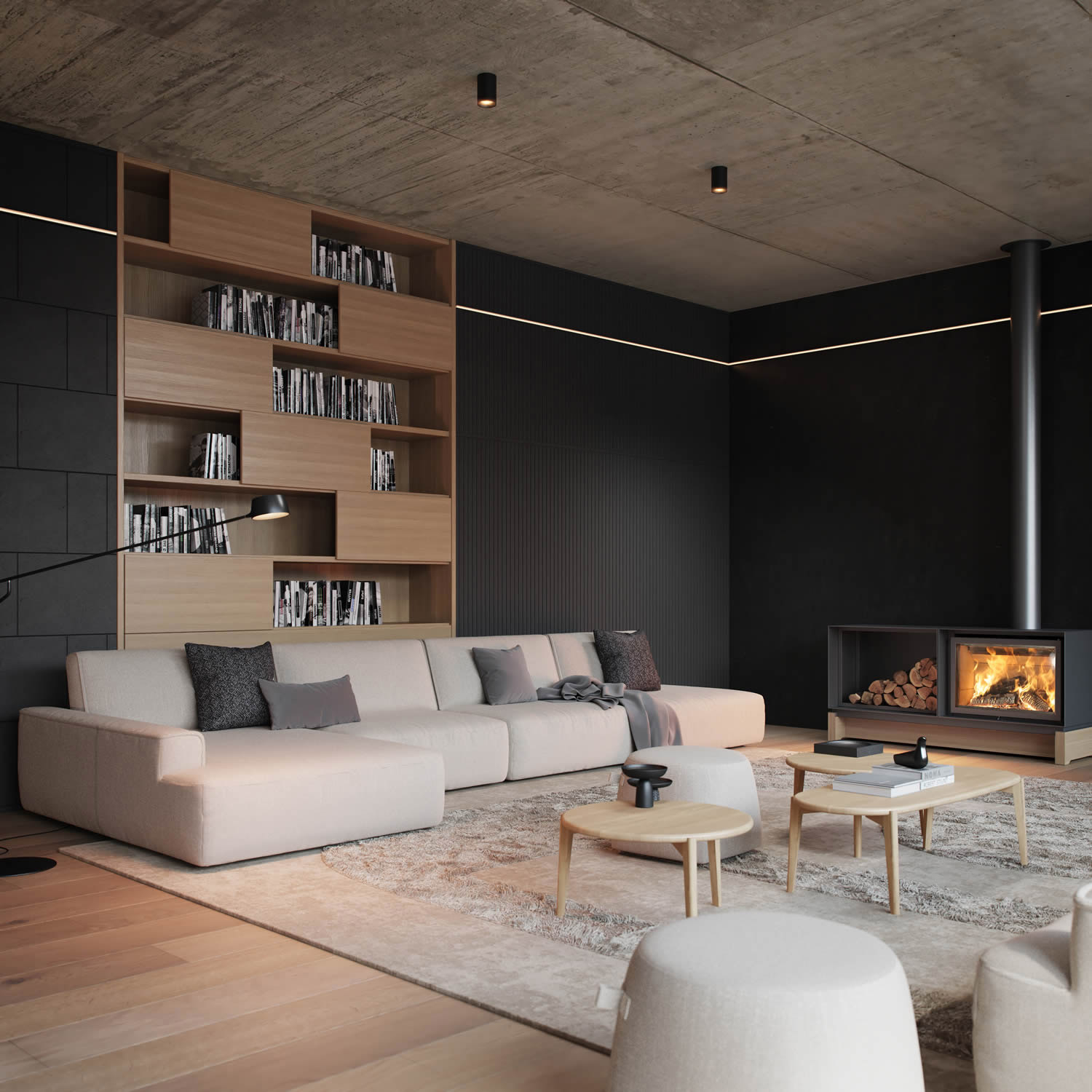 Schwarz lackierte Lichtleiste IL12 Black Noel Marquet Deckenleiste NMC-x13-IL12BLACK.1M