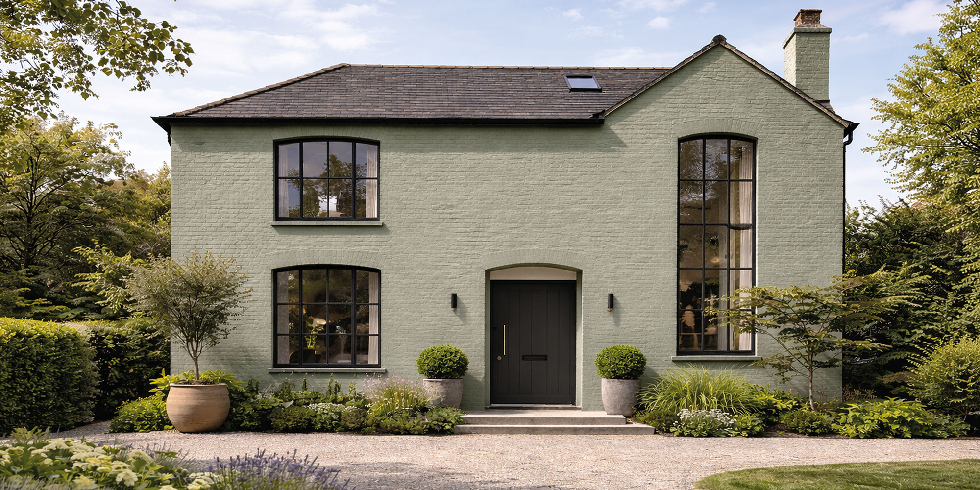 Steinhaus mit gestrichenen Klinkern.