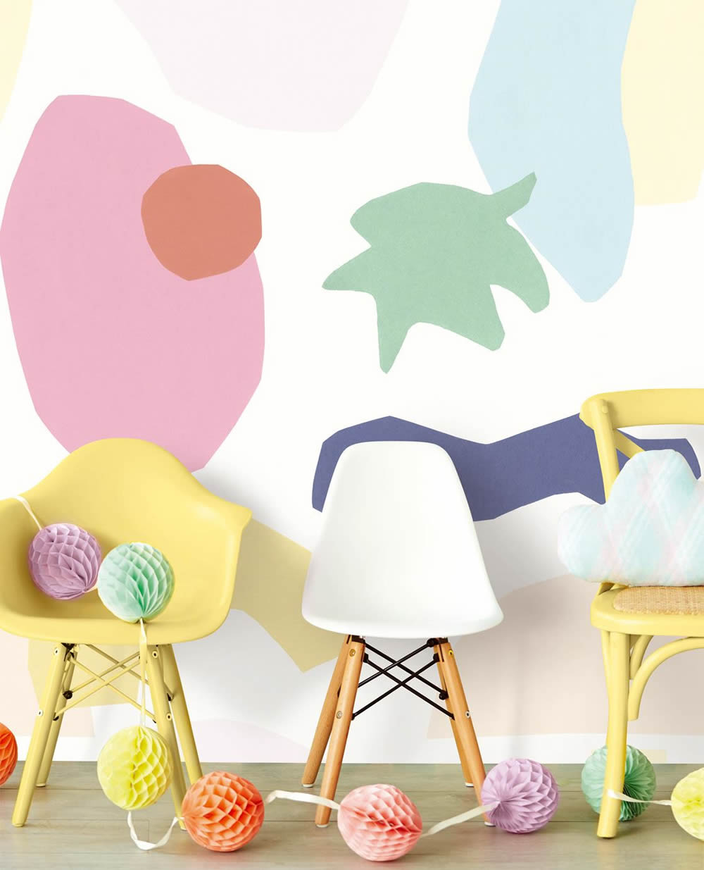 Graphic pattern mural colorful children-55-399124