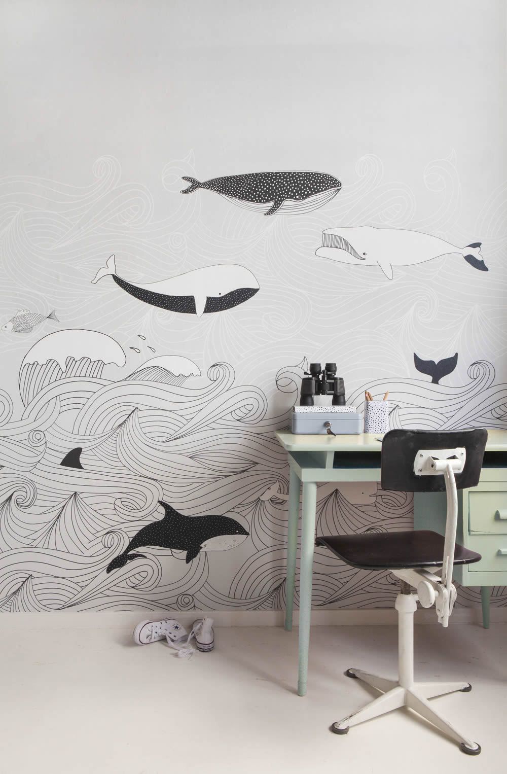 Wandbild Wale Unterwasser Wellen Grau 842531