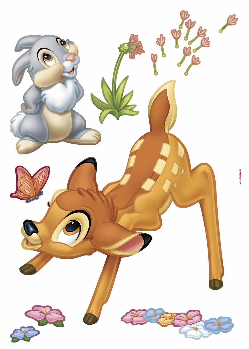 Wandsticker selbstklebend Bambi Rehkitz Klopfer Hase Disney bunt