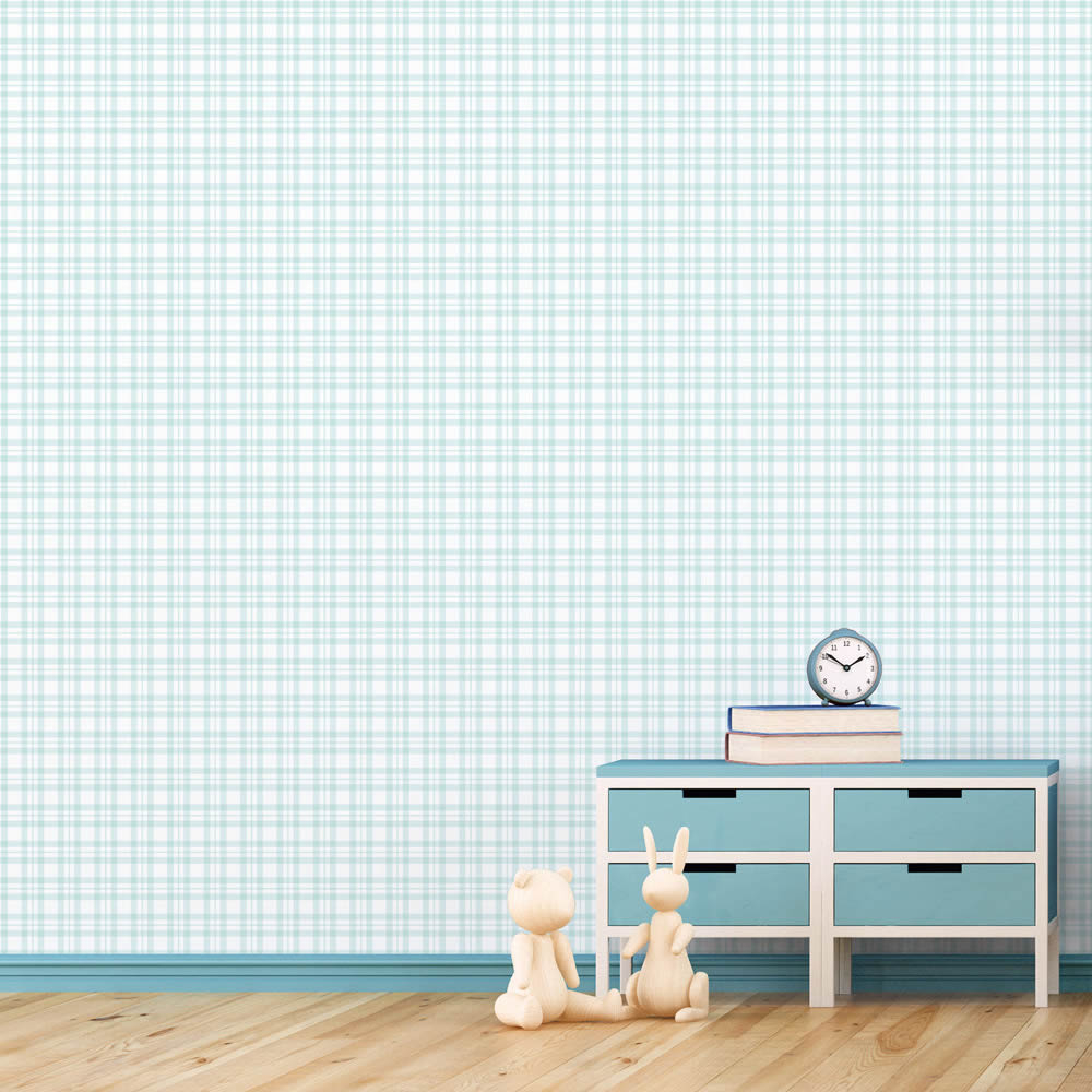 grid pattern green and white non-woven wallpaper Tiny Tots 2 Essener G78397-28-G78397.1M