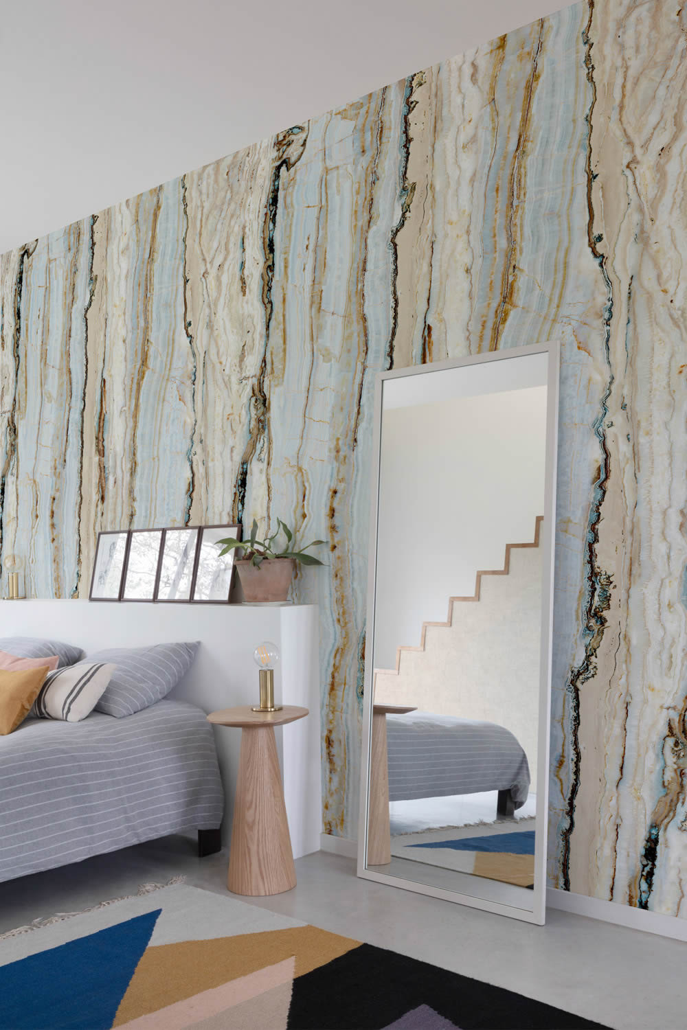 Wandbild 1,59 x 2,80 m Texturen Onyx Steinoptik beige blau A50802