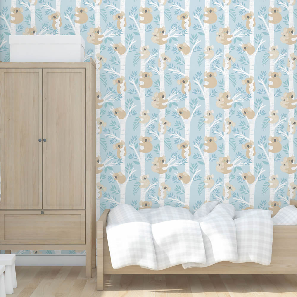 playful koalas non-woven wallpaper blue Tiny Tots 2 Essener G78386-28-G78386.1M