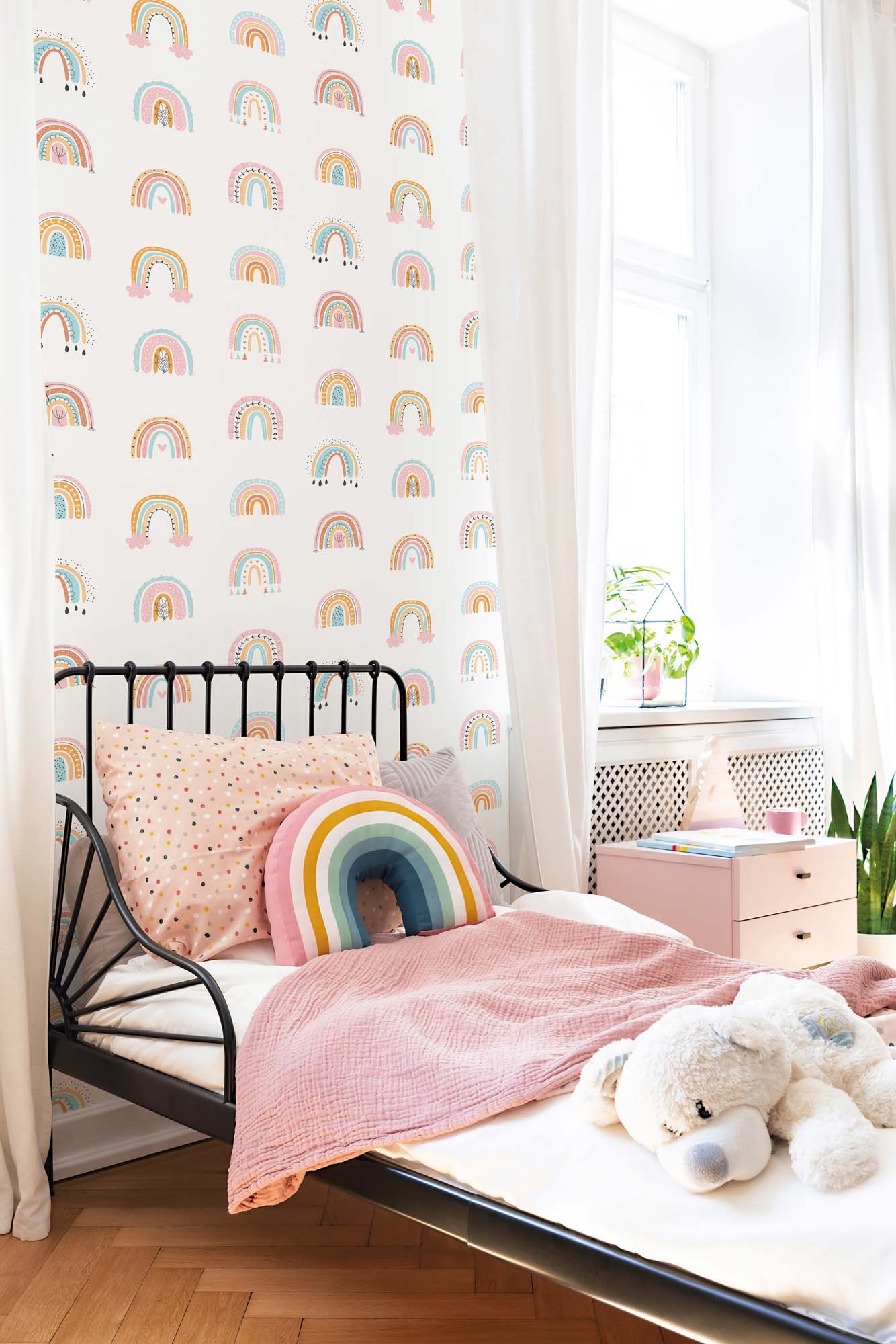 Tapete Regenbogen weiß Vlies G78586