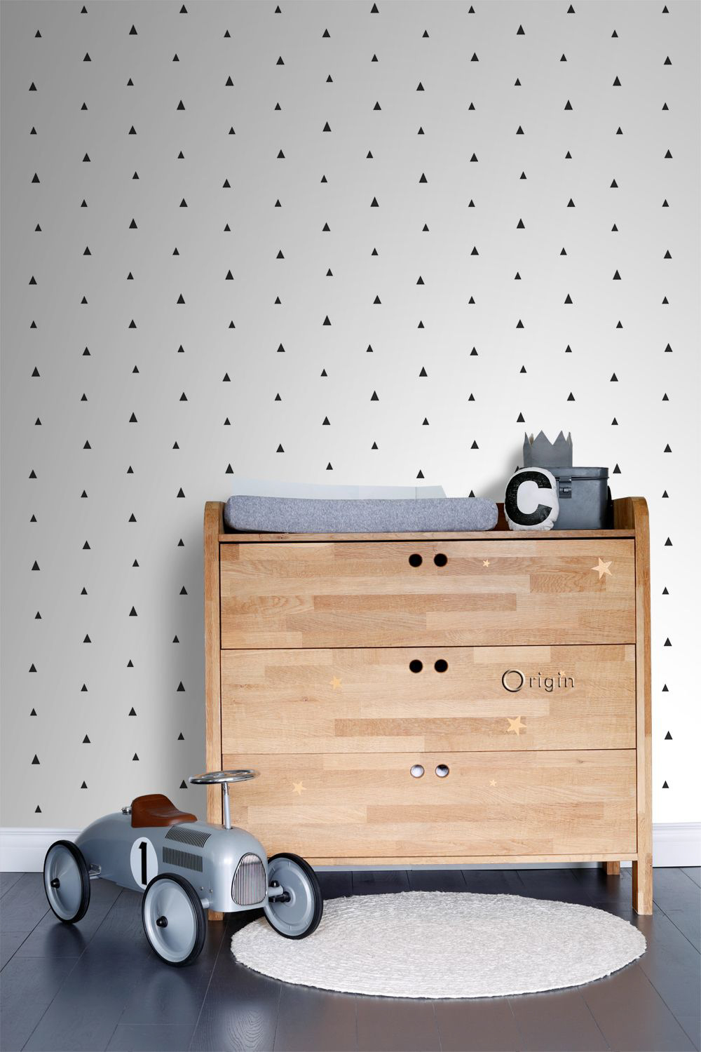 Tapete Vliestapete Dreiecke minimalistisch Scandi schwarz weiß 347681
