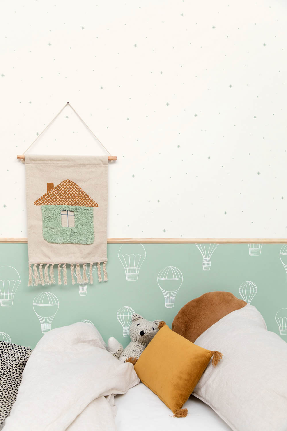 Heißluftballons Tapete mintgrün Caselio - Autour du Monde Texdecor ADM103467078