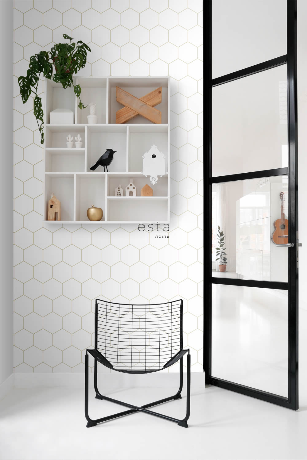 Wallpaper honeycomb pattern minimalist white 139312