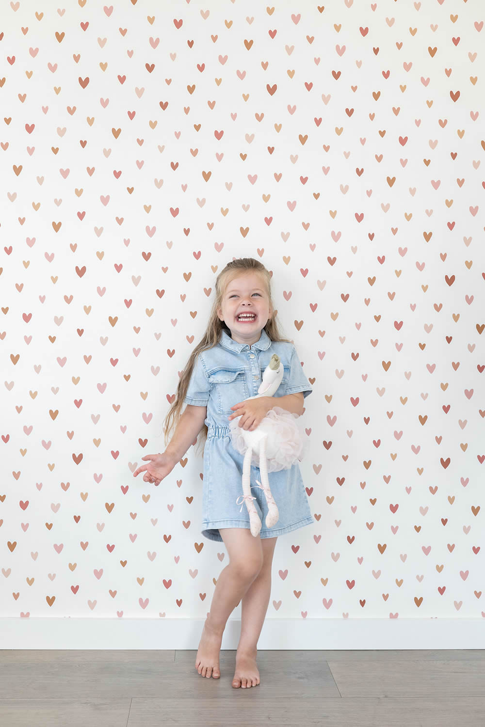 Herzen Tapete Scandi Boho Vlies rosa weiß 139360