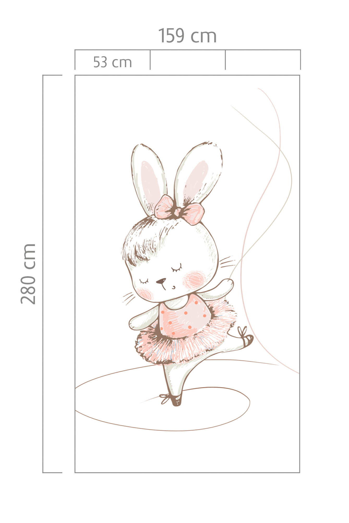 Ballerina Wandbild kleine weiße Hasen im Tütü pastellrosa