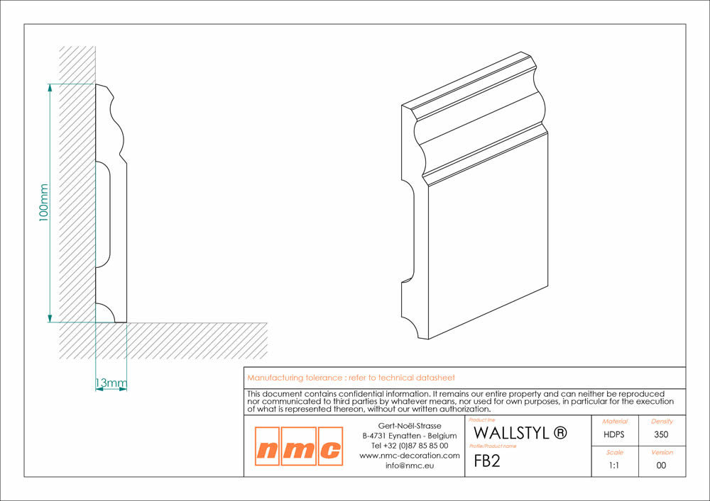 10er Stuckleisten Box FB2 Fußleiste NMC Noel Marquet Flachprofil-x13-FB2-VE