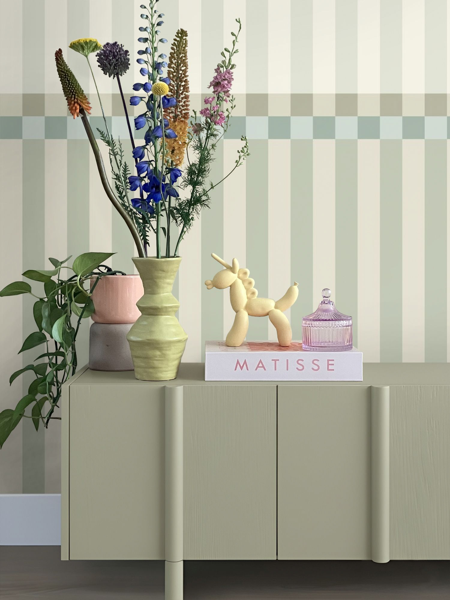 Wandbild Streifen grün 250 x 279 cm 159618