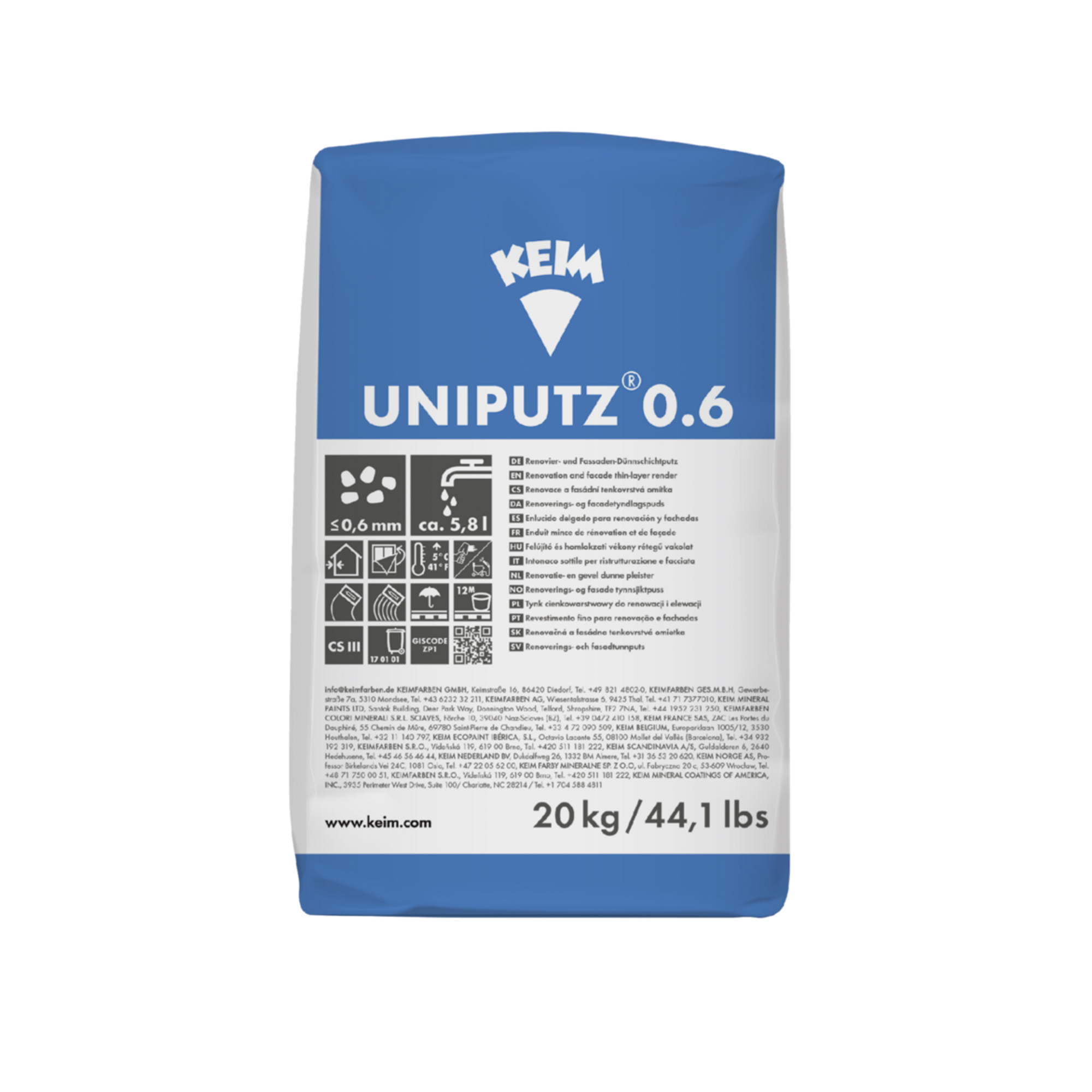 KEIM Uniputz 0.6 natur 20 kg ehemals KEIM Universalputz-Fein