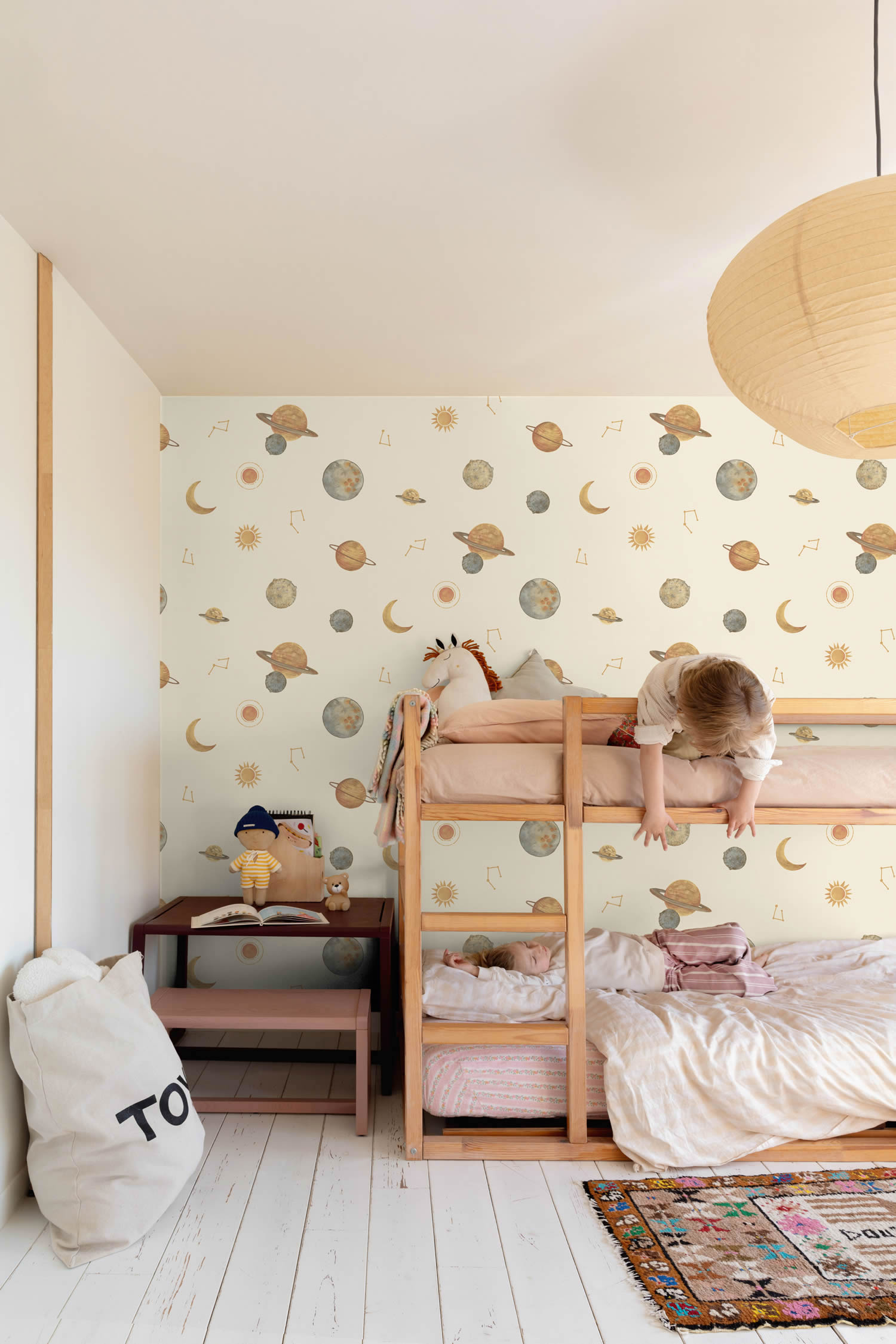 Tapete Planeten Wolken Mond Himmel Vlies Beige LD3519