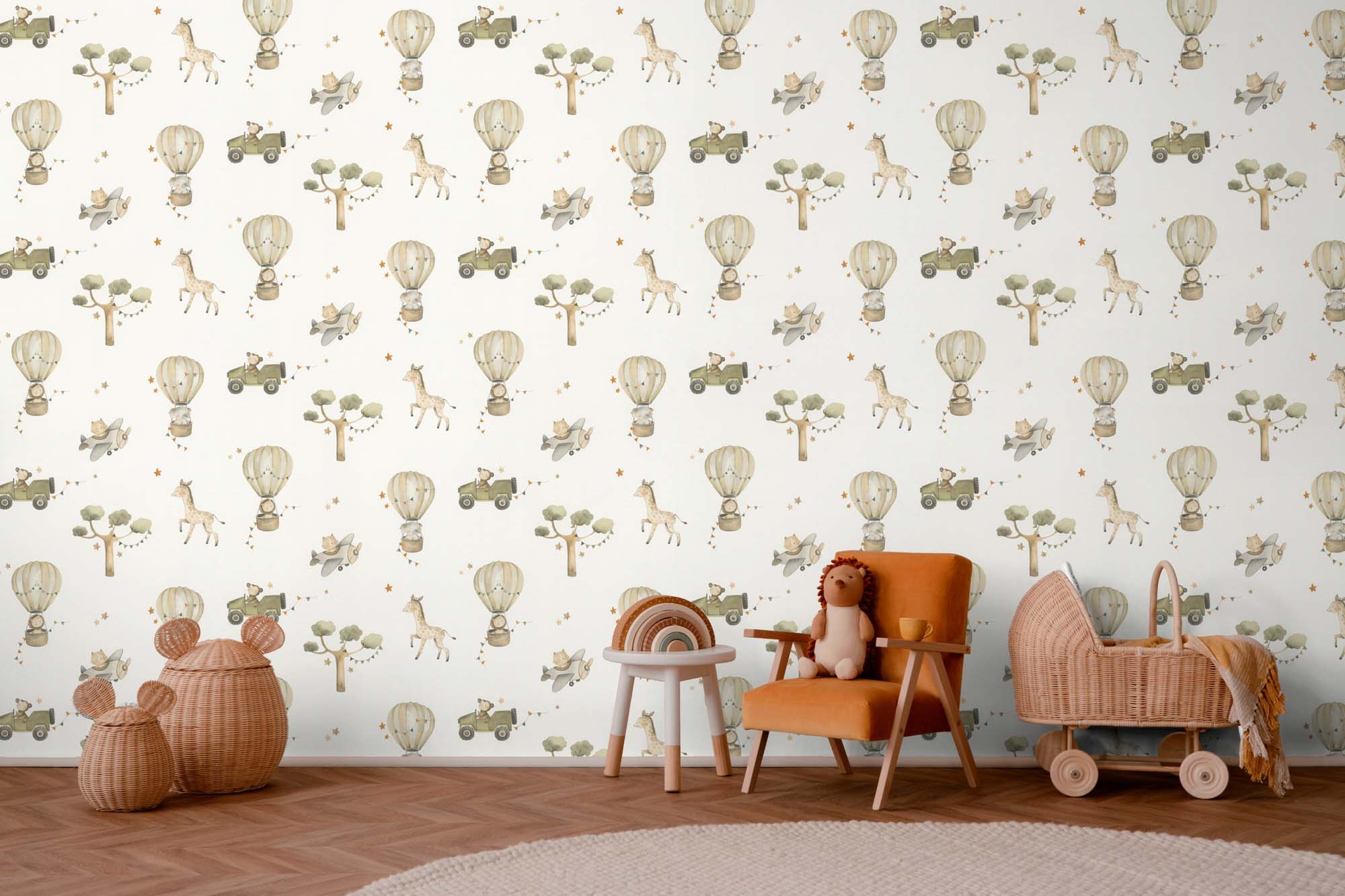 Tapete Stempelmuster Herzchentapete vintage Vlies Kids World blau