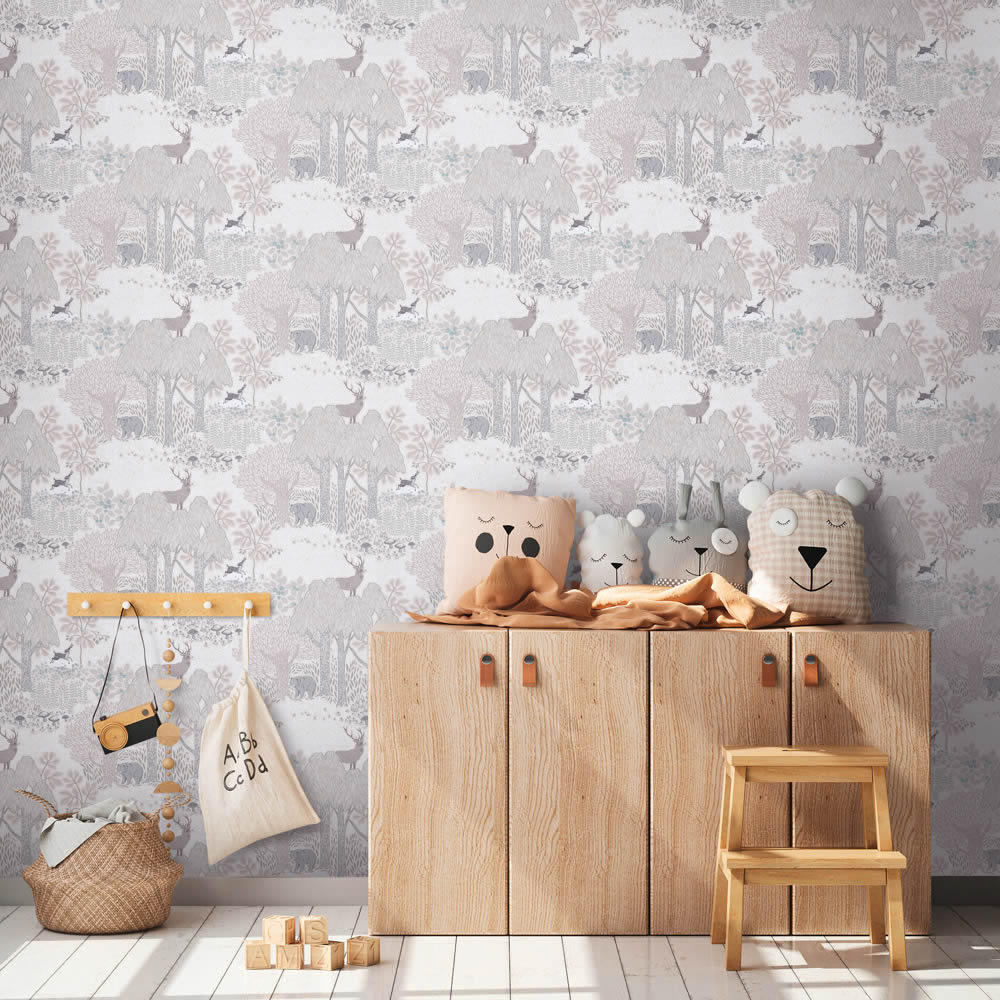 Mustertapete Waldlandschaft Vlies Waldtiere Bär Reh beige 771332-8-771332