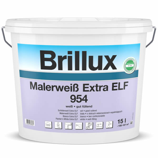 Brillux Malerweiß Extra ELF 954 weiß stumpfmatt 10 Ltr.-0-095400100095M