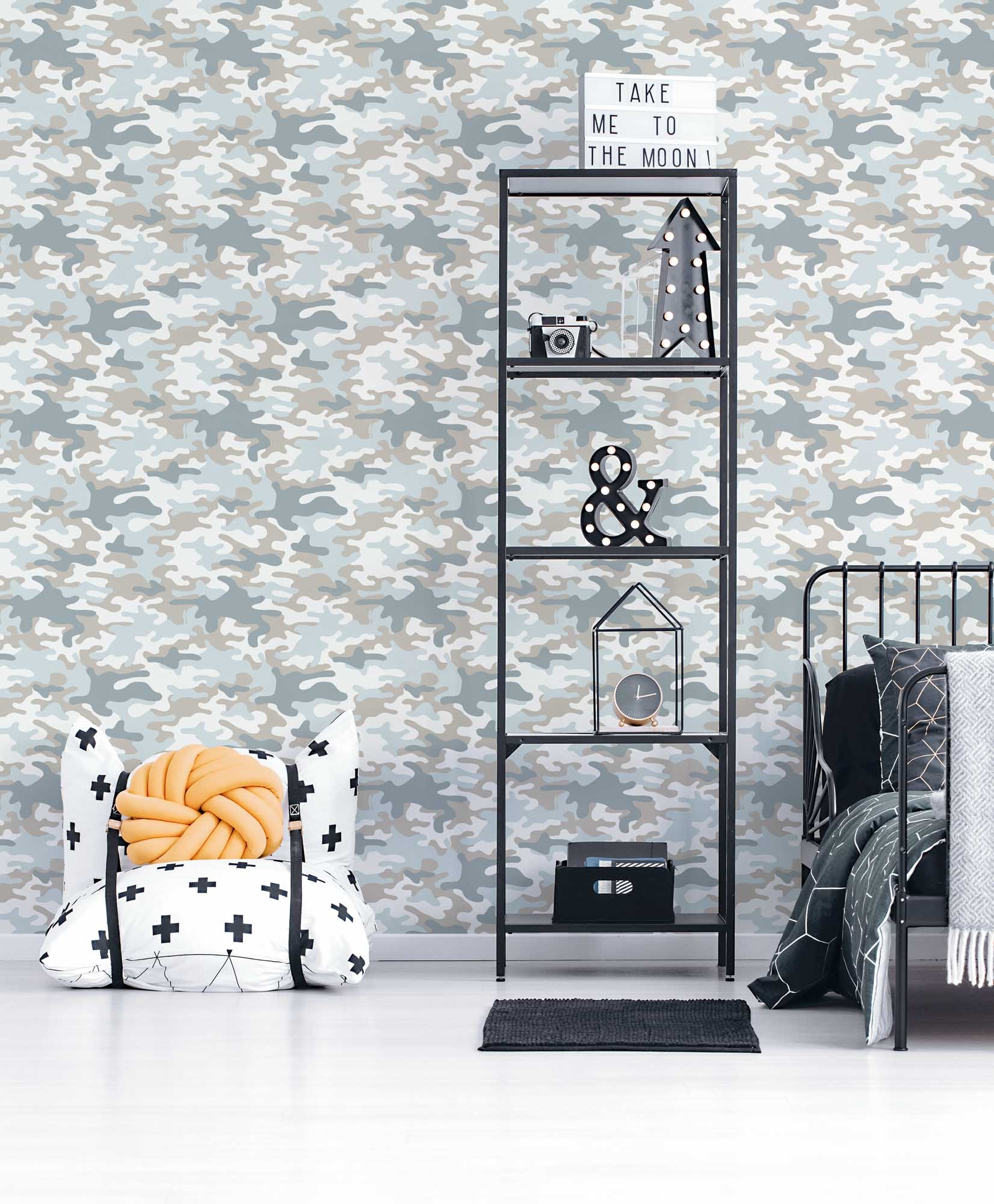 Vliestapete Camouflage abstrakte Flecken weiß G78554
