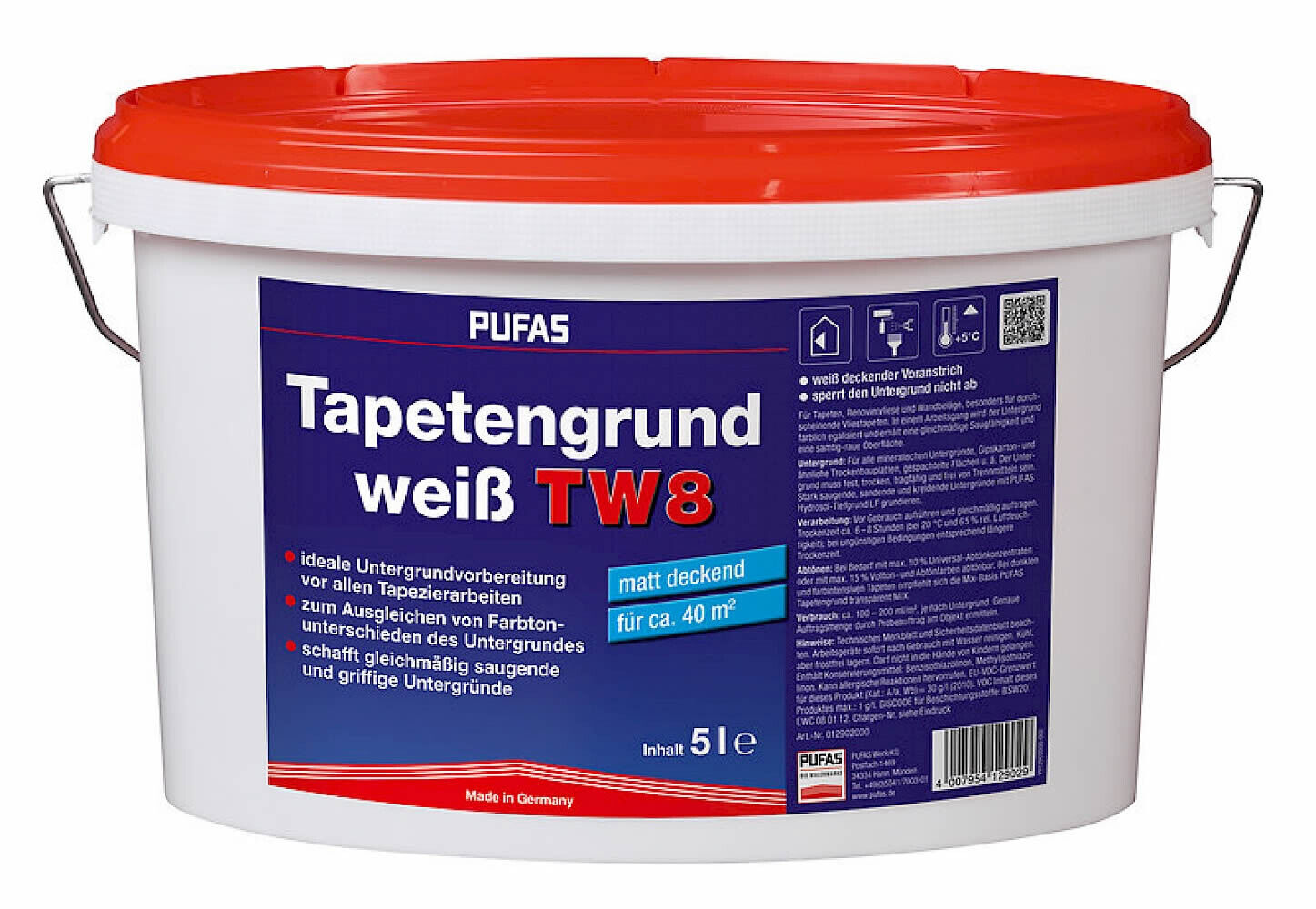 Pufas Tapetengrund weiß TW8 2,5 Liter-17-012901000M