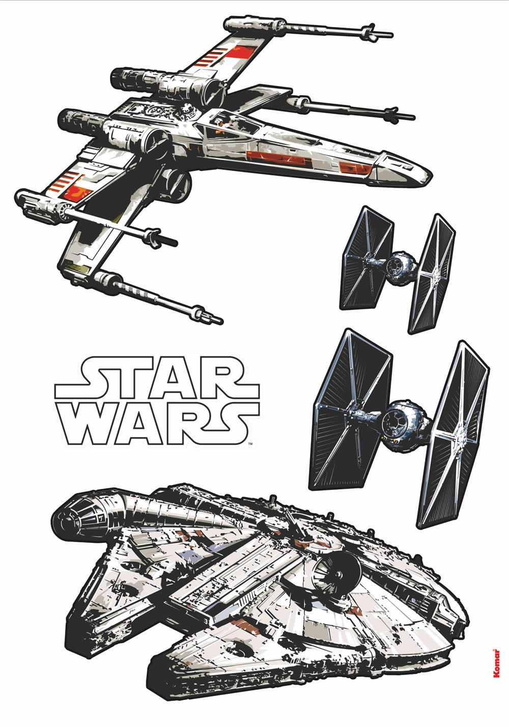 Wandsticker selbstklebend Star Wars Raumschiffe Schwarz Weiß