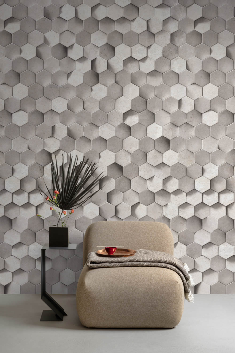 Fototapete 159 x 280 cm Waben 3D Optik grafisch grau ML4301