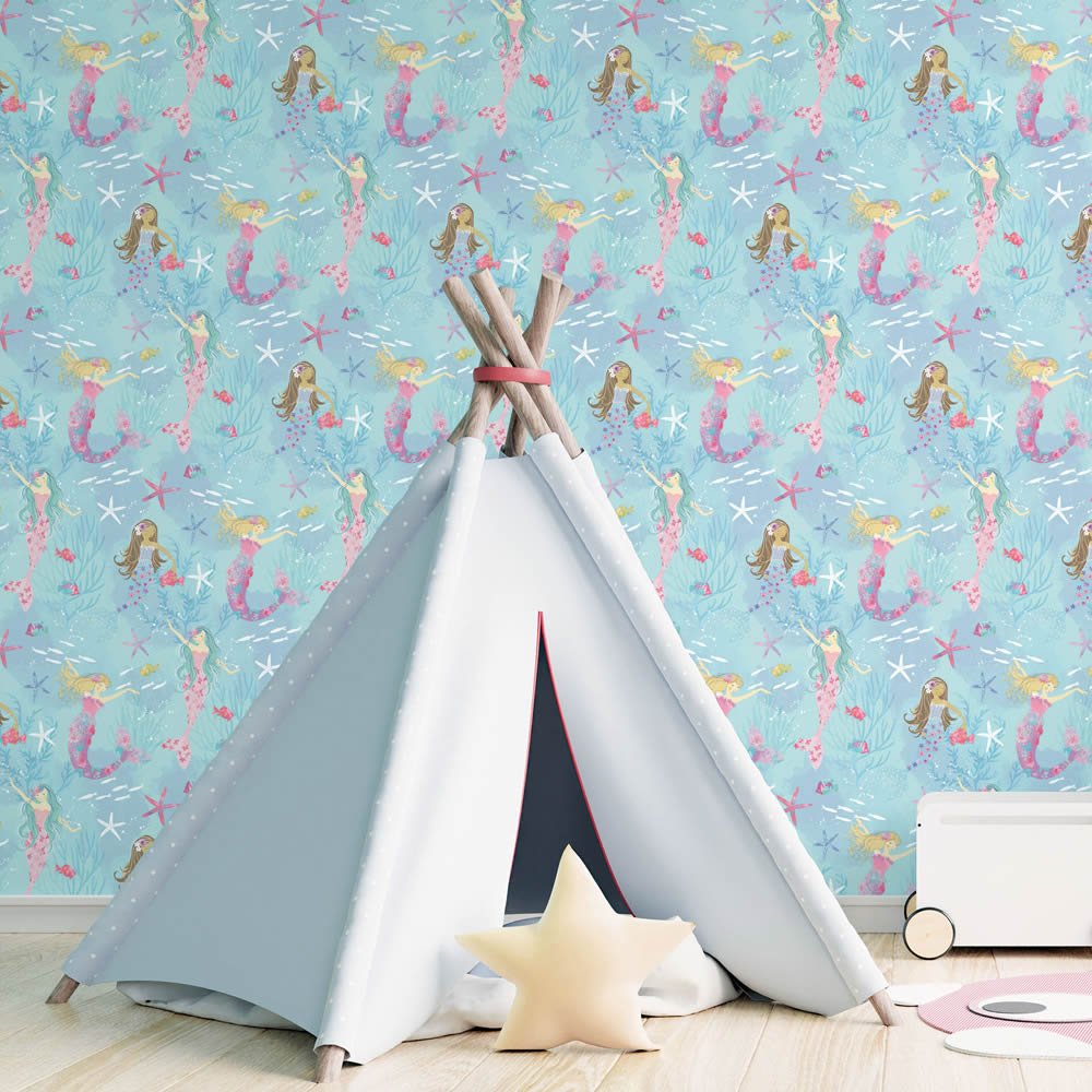 Unterwaser girls non-woven wallpaper blue and pink Tiny Tots 2 Essener G78392-28-G78392.1M