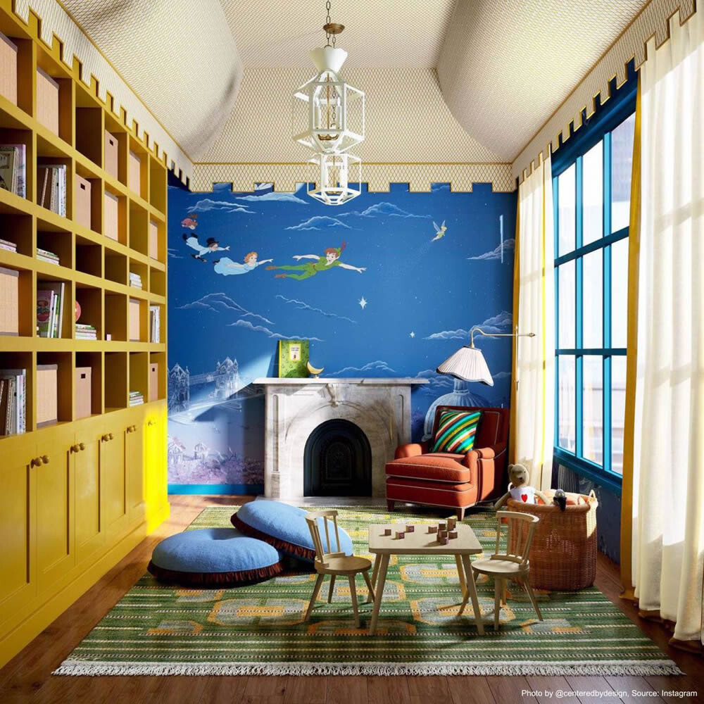non-woven wallpaper Peter Pan and Wendy Jhon Michael Disney blue DDIW217293-60-DDIW217293.1M