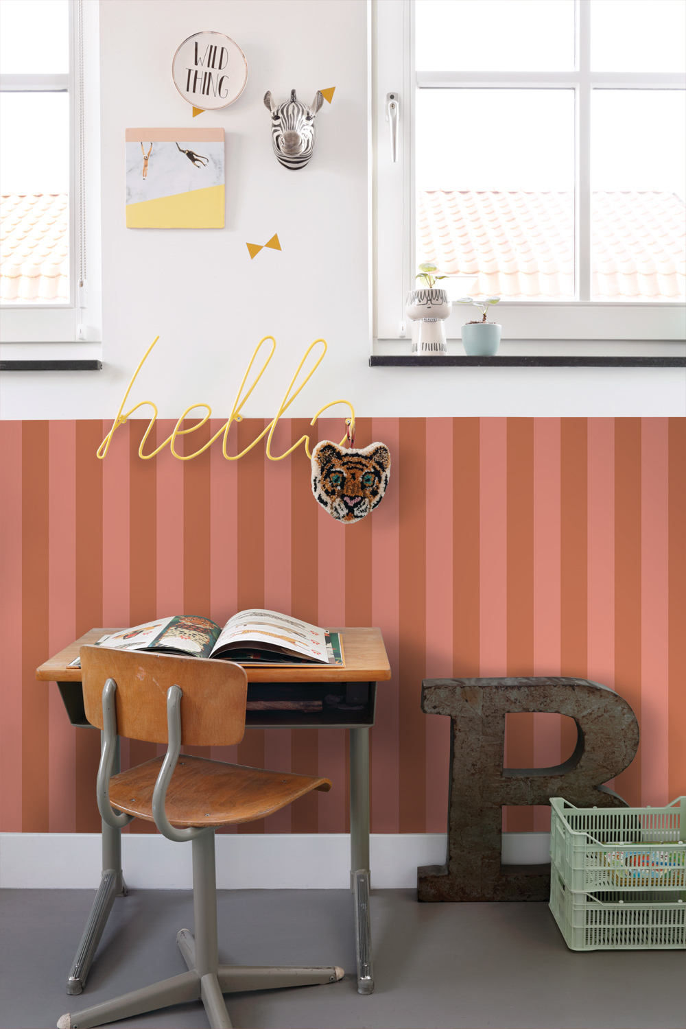 Tapete Vliestapete Streifen terracotta rosa Retro 139905