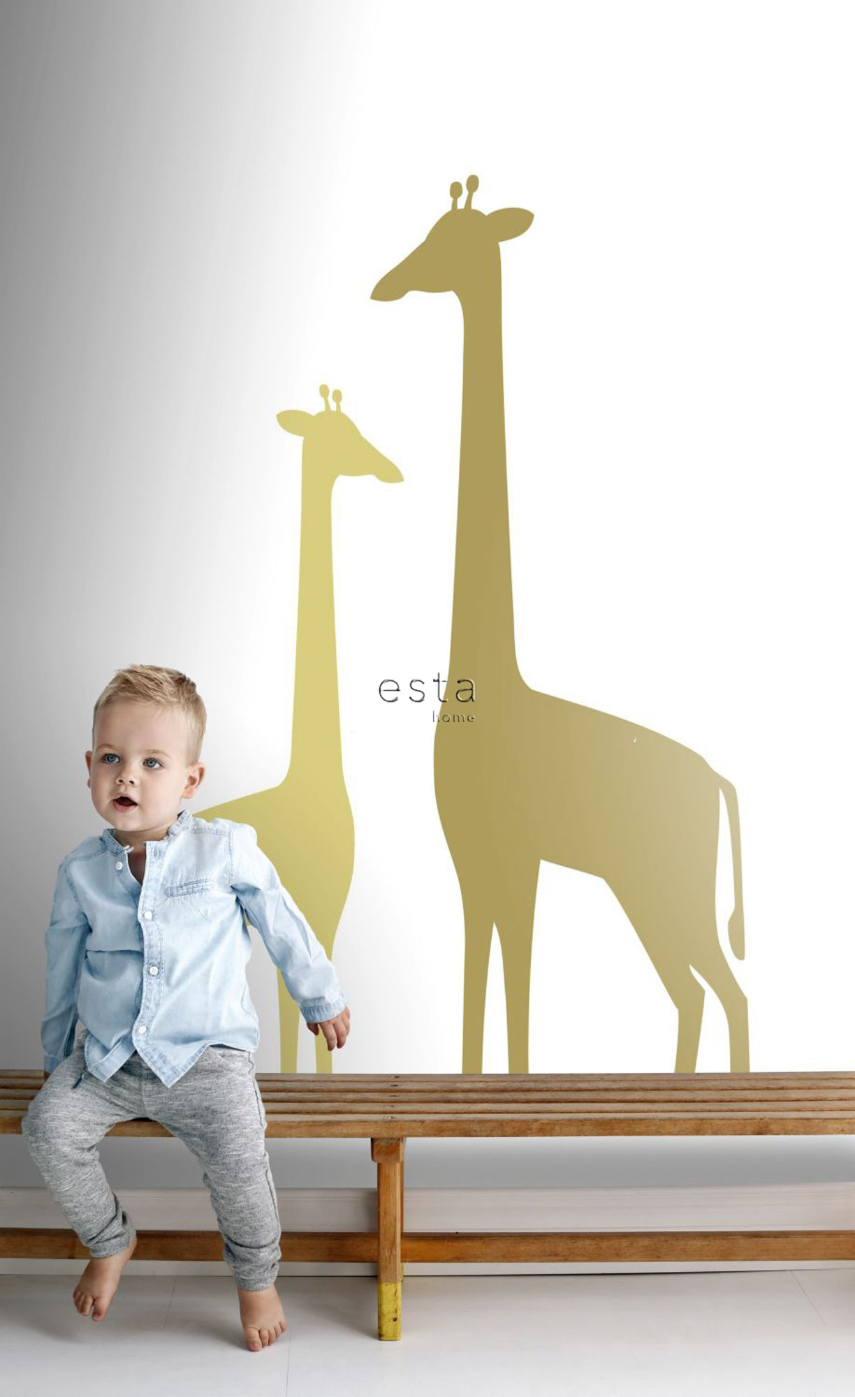 Wandbild Giraffen senfgelb weiß 150 x 279 cm 158925